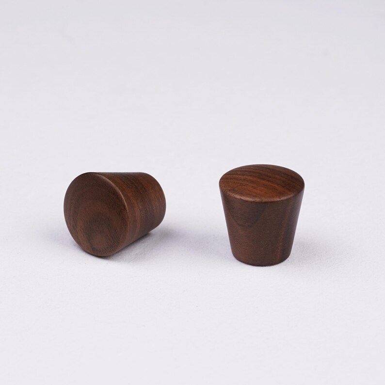 Solid Wood Round Cabinet Knobs, Natural Wooden Drawer Pulls, Minimalist Wood Dresser Knobs for Kitchen Cabinet, Wardrobe, Cupboard Walnut-L