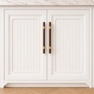 Wooden Drawer Pulls with Brass Hardware, Modern Cabinet Handles, Walnut Oak Dresser Knobs, Kitchen Cabinet Pulls, Furniture Handles