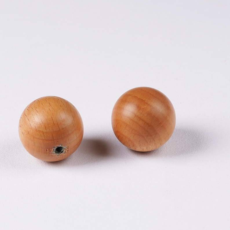 Solid Wood Round Cabinet Knobs, Natural Wooden Drawer Pulls, Minimalist Wood Dresser Knobs for Kitchen Cabinet, Wardrobe, Cupboard Beech-Q