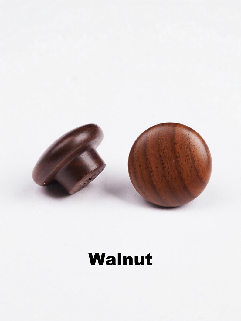 Assorted Solid Wood Cabinet Knobs, Natural Wooden Drawer Pulls, Rustic Dresser Knobs, Walnut Oak Cherry Wood Hardware image 17