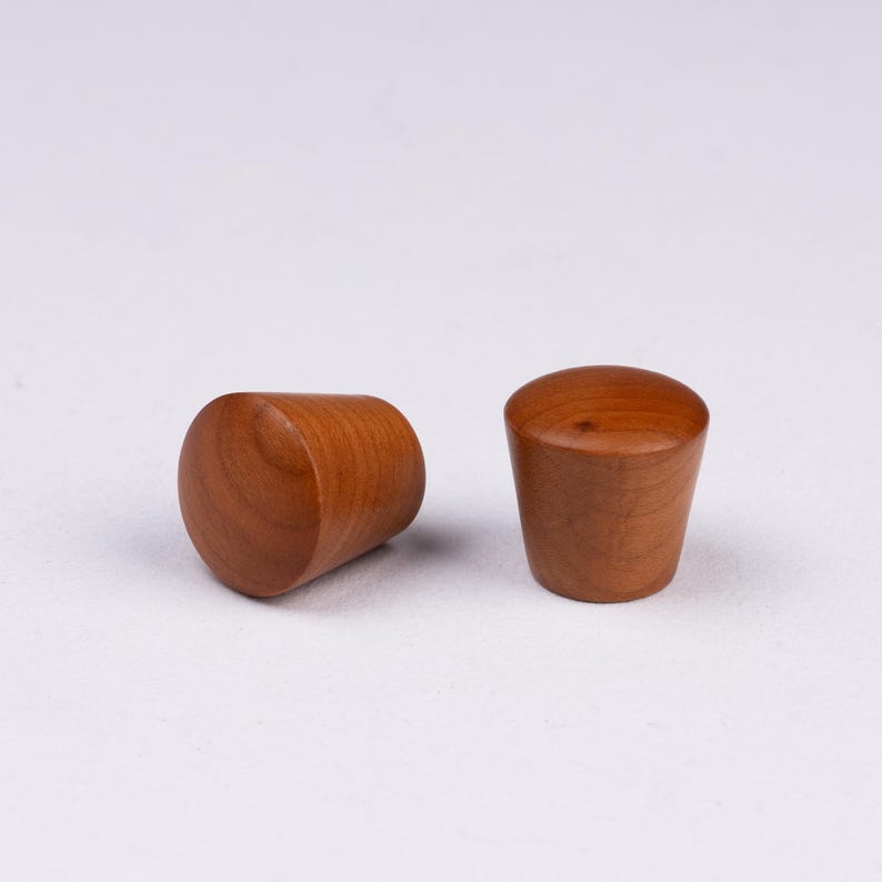 Solid Wood Round Cabinet Knobs, Natural Wooden Drawer Pulls, Minimalist Wood Dresser Knobs for Kitchen Cabinet, Wardrobe, Cupboard Cherry-L