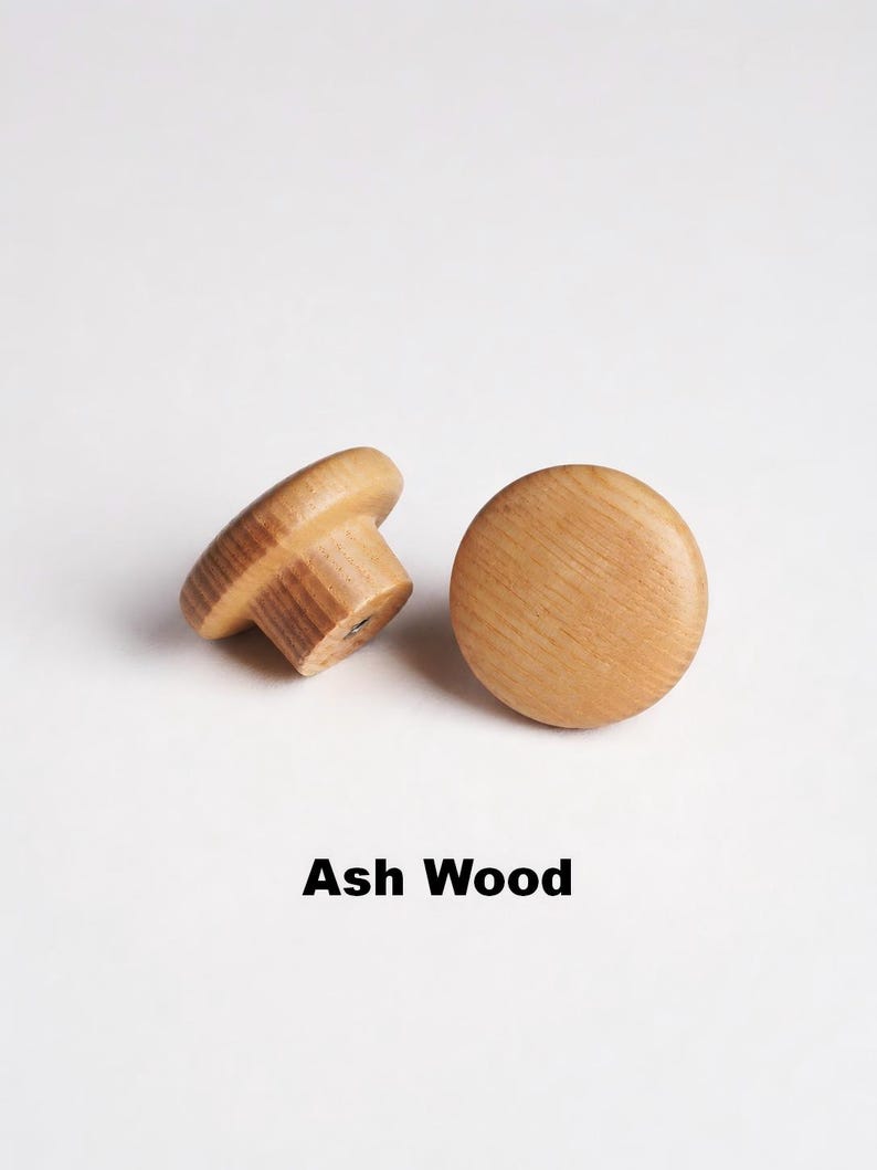 Assorted Solid Wood Cabinet Knobs, Natural Wooden Drawer Pulls, Rustic Dresser Knobs, Walnut Oak Cherry Wood Hardware image 15