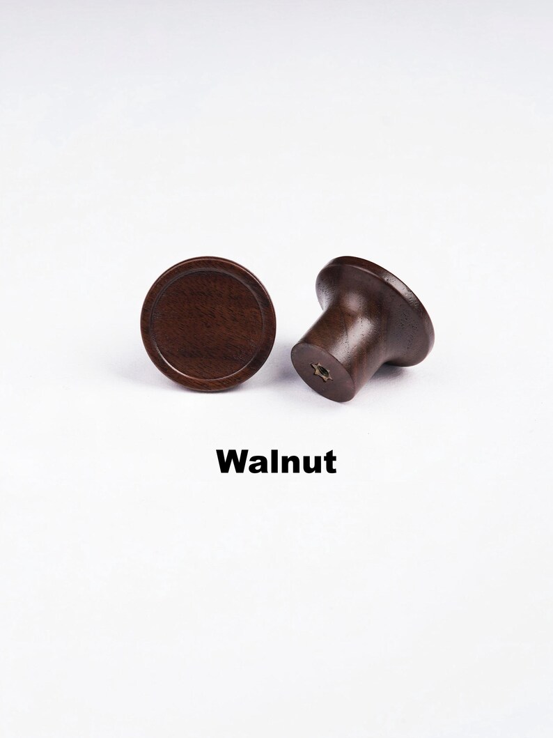 Assorted Solid Wood Cabinet Knobs, Natural Wooden Drawer Pulls, Rustic Dresser Knobs, Walnut Oak Cherry Wood Hardware B
