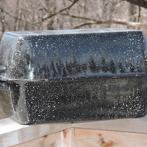 Black Speckled Rectangle Roaster with Lid | Enamel Roasting Pan | Turkey Roaster | Ham Cooker