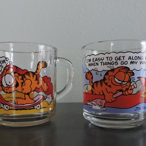McDonald Garfield Cups - Set of 2 | Vintage Anchor Hocking McDonald&#39;s Garfield and Odie Coffee Mug | 1978 Garfield Mugs | Free Shipping