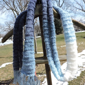 Blue White Rolled Skinny Scarf