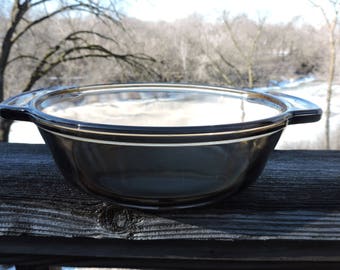 Anchor Hocking 1.5 Liter Smoke Brown Round Casserole Dish ~
