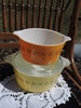 Vintage Pyrex Town & County ~ Orange 1 Qt #473 ~ Yellow 1.5 Qt #473-B with Lid #474-C 25 ~Nesting Casserole ~ Cinderella Dishes 