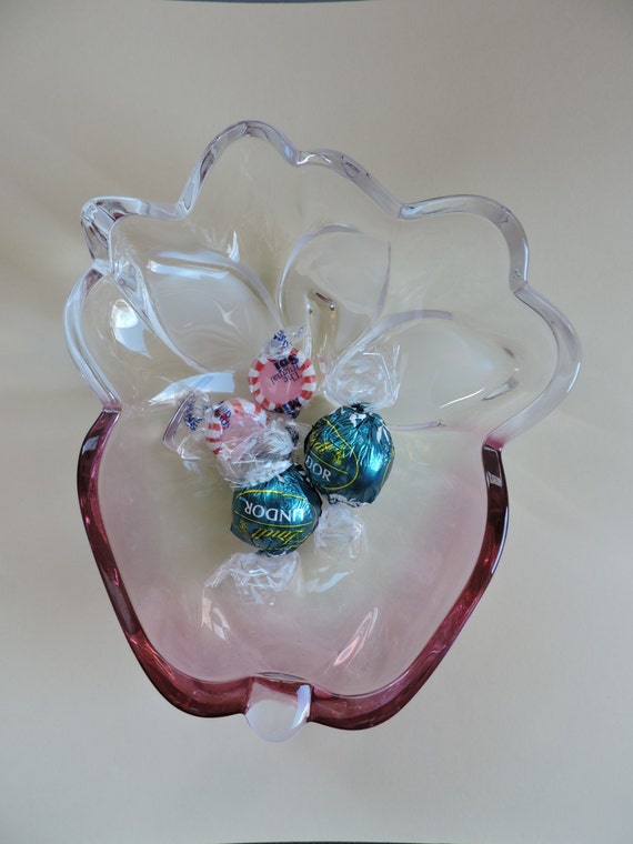 Beautiful Vintage Crystal Apple Shaped Candy dish with Etched Etsy