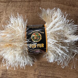 Lion Brand Yarn | Fun Fur Eyelash Yarn | Color - Champagne #124 | Made in Turkey | Dye Lot # 110971 | 1 Skein | NIP | Free Shipping