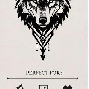 Wolf SVG PNG Geometric | Sacred Arrow Wolf Head | Dark Animal Tattoo Design | Tribal Wolf Art | Cricut Cut File Digital Download