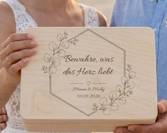 Personalized Wedding Keepsake Box | Elegant Wooden Box | Wedding Gift | Memory Box with Names & Date | Wedding Present
