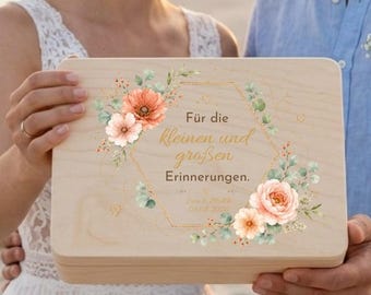 Personalized Wedding Keepsake Box | Wooden Flower Box | Wedding Gift | Memory Box with Names & Date | Wedding Gift