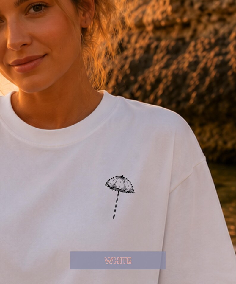 Book Lover T-Shirt for Women, Apricot Striped Shirt, Summer Beach Shirt, Mediterranean Beach Aesthetic, Women's Holiday Outfit, Parasol image 5