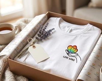 Embroidered Pride Shirt | Love Wins Embroidery | Subtle Pride T-Shirt | LGBTQ Ally Shirt | Minimalist Rainbow Shirt | CSD Shirt