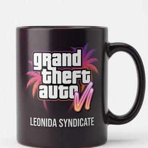Grand Theft Auto VI Leonida Syndicate Matzwarte Keramische Gamerbeker met Neon Palmboom