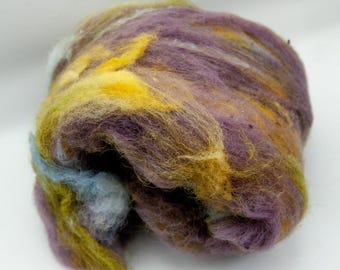 Violet – Naturally-dyed Art Batt Wool Spinning Fiber – Hand Dyed Falkland, Navajo-churro, Swaledale, and Cheviot