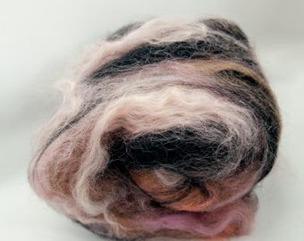 Pink + Browns – Naturally-dyed Art Batt Wool Spinning Fiber – Hand Dyed Manx Loaghtan, Black Welsh Mountain, Navajo-churro, Mohair