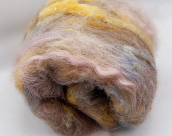 Dried Flower Bouquet – Naturally-dyed Art Batt Wool Spinning Fiber – Hand Dyed Manx Loaghtan, Navajo-churro, Cheviot, and Mohair