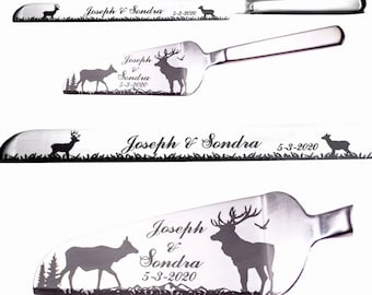 Aaron's Limited Elk Couple,  Wedding Cake Knife and Server with Names and Date FREE