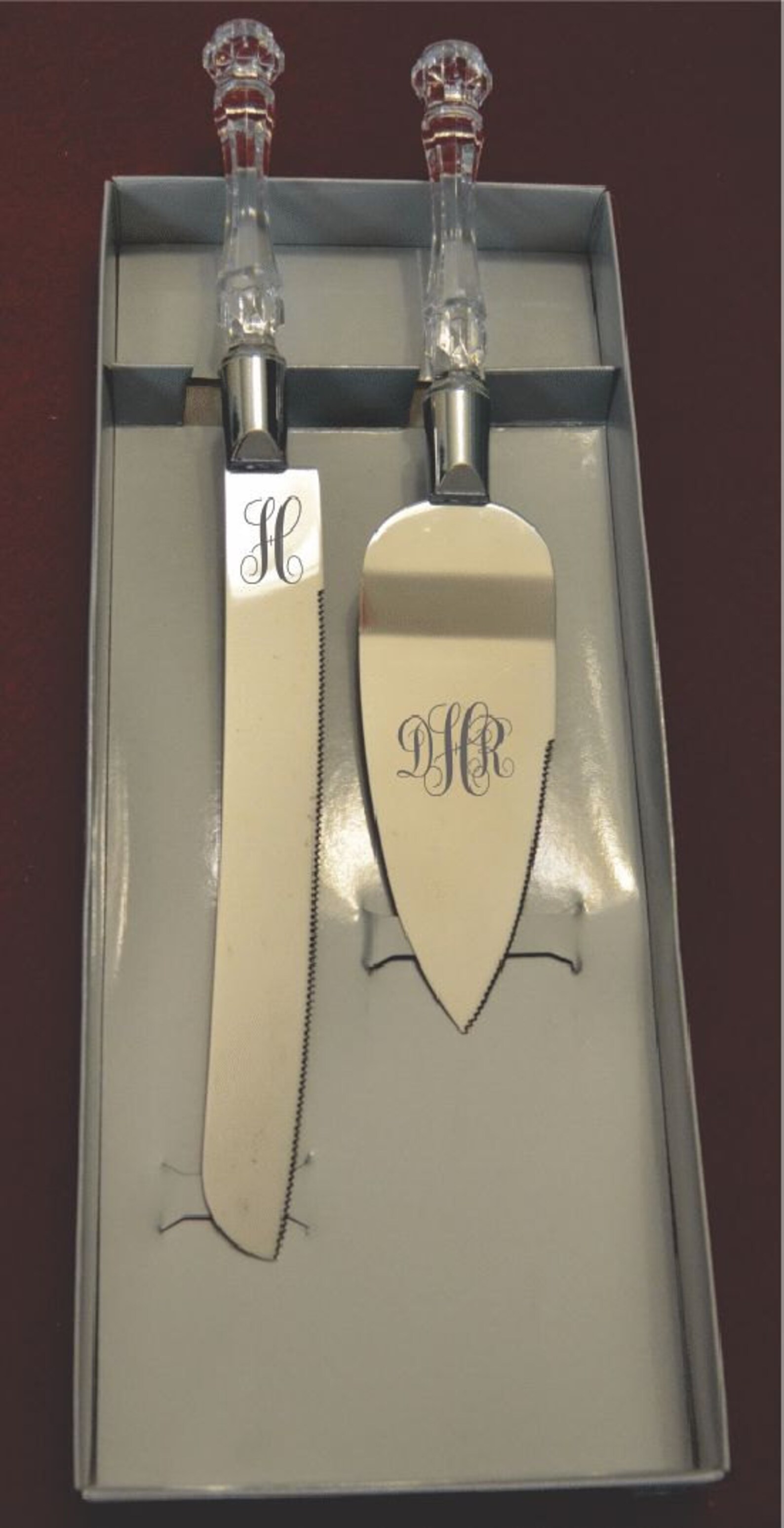 Monogram Initials Wedding Cake Knife and Server With Initials Etsy