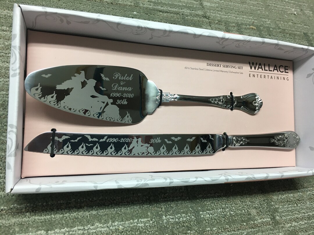 Custom Design Cake Knife and Server With Names and Date Etsy
