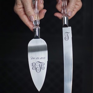 Monogram  Initials  Wedding Cake Knife and Server with Initials and Date FREE