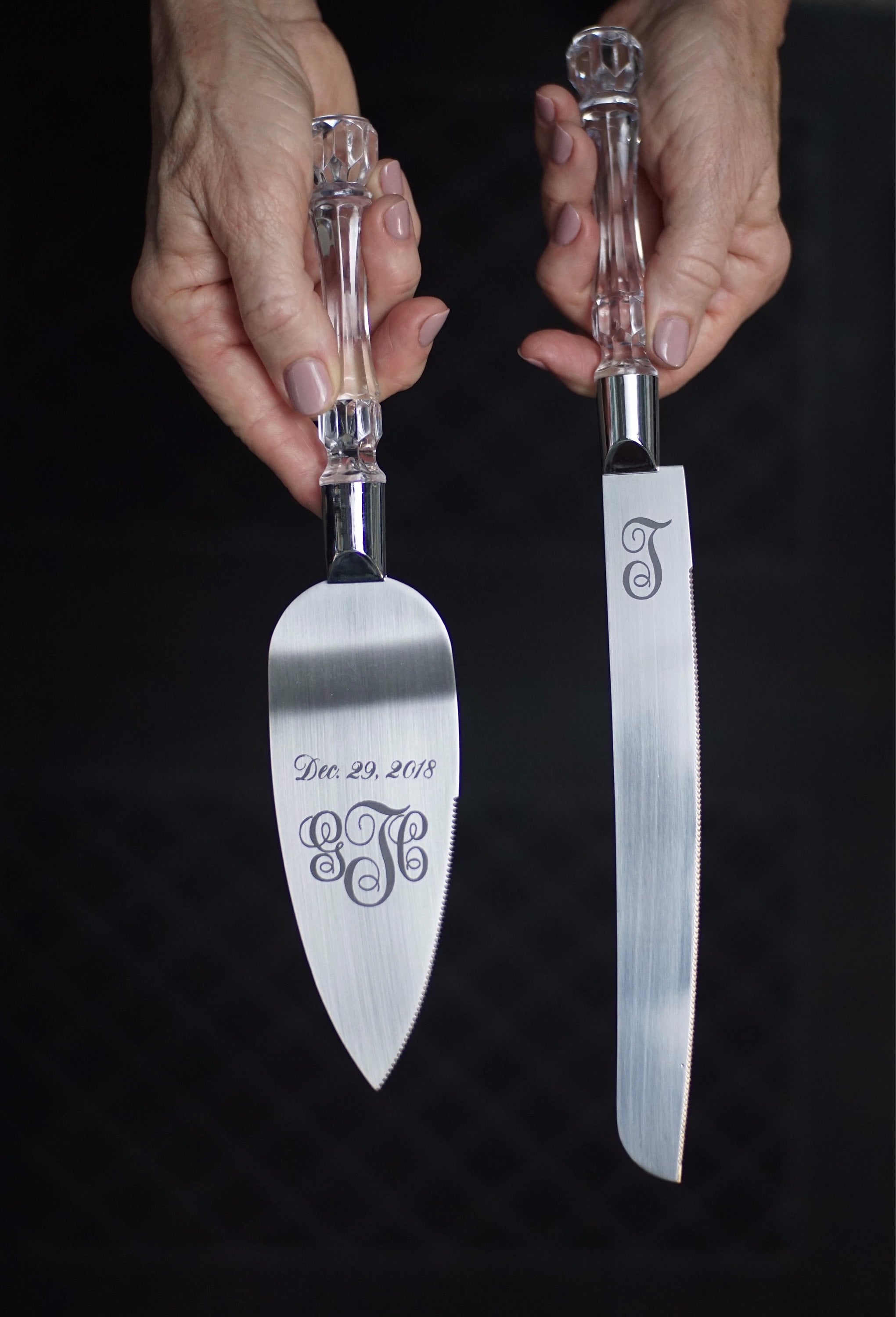 Couteau à gâteau de mariage personnalisé, ensemble de serveur avec