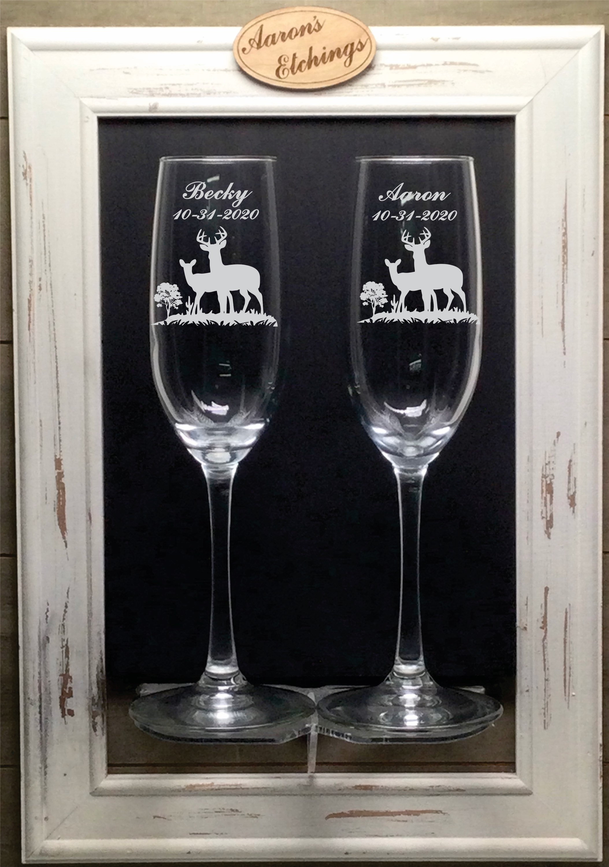 Personalized Buck and Doe Deer Couple Wedding Toasting Flute Etsy