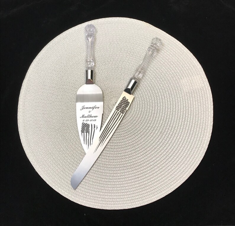 American Flag Patriotic Wedding Cake Knife And Server With Etsy