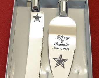 Army Star  Wedding Cake Knife and Server with Names and Date FREE