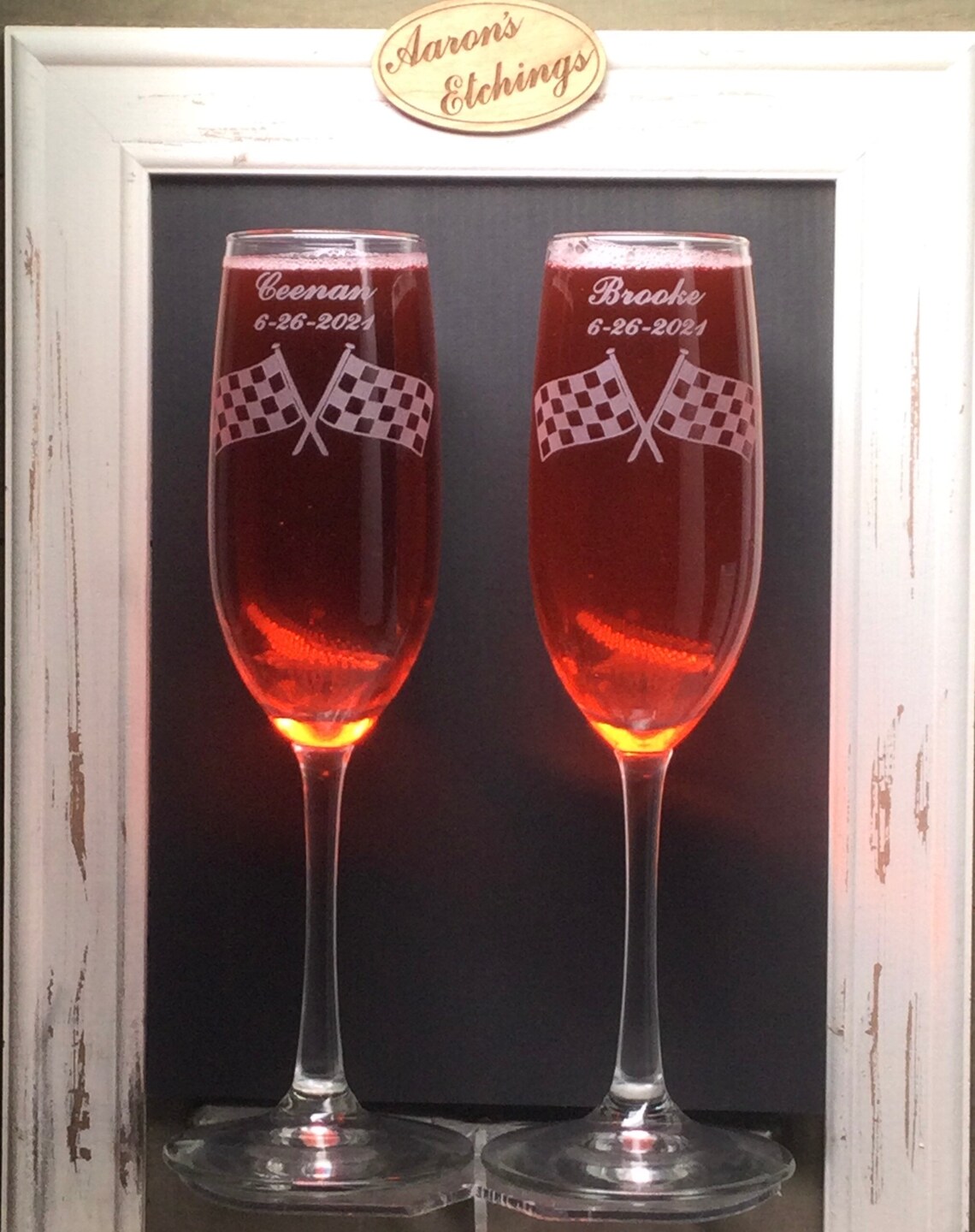 Personalized Checker Flags Wedding Toasting Flute Glasses Etsy