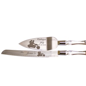 Highway Motorcycle Wedding Cake Knife and Server with Names and Date FREE