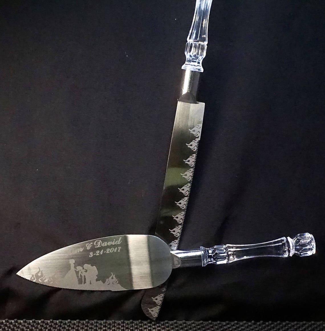 Flaming Fireman Wedding Cake Knife and Server & Champagne Etsy