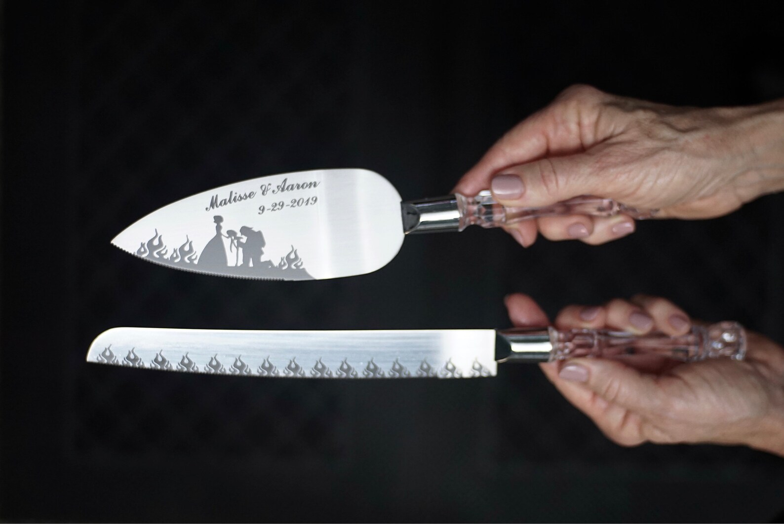 Flaming Fireman Wedding Cake Knife and Server & Champagne Etsy