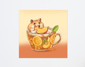 Hungry Hamster in Peach and Orange Iced Tea Poster Print
