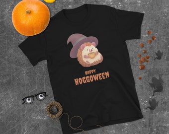 Happy Hoggoween Shirt | Cozy Halloween Hedgehog Witch Unisex T-Shirt | Hedgehog Artwork | Trick or Treat Hedgehog Shirt Gift