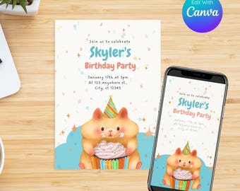 Hamster Birthday Invitation Template: Animated Party Invite (Digital & Printable)
