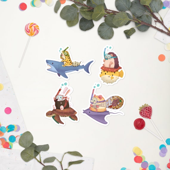 Ocean Stickers, Silly Animals Beach | Leopard Gecko, Hedgehog, Bunny  Rabbit, Shark, Sea Turtle, Hamster | Journaling Stickers | Planner