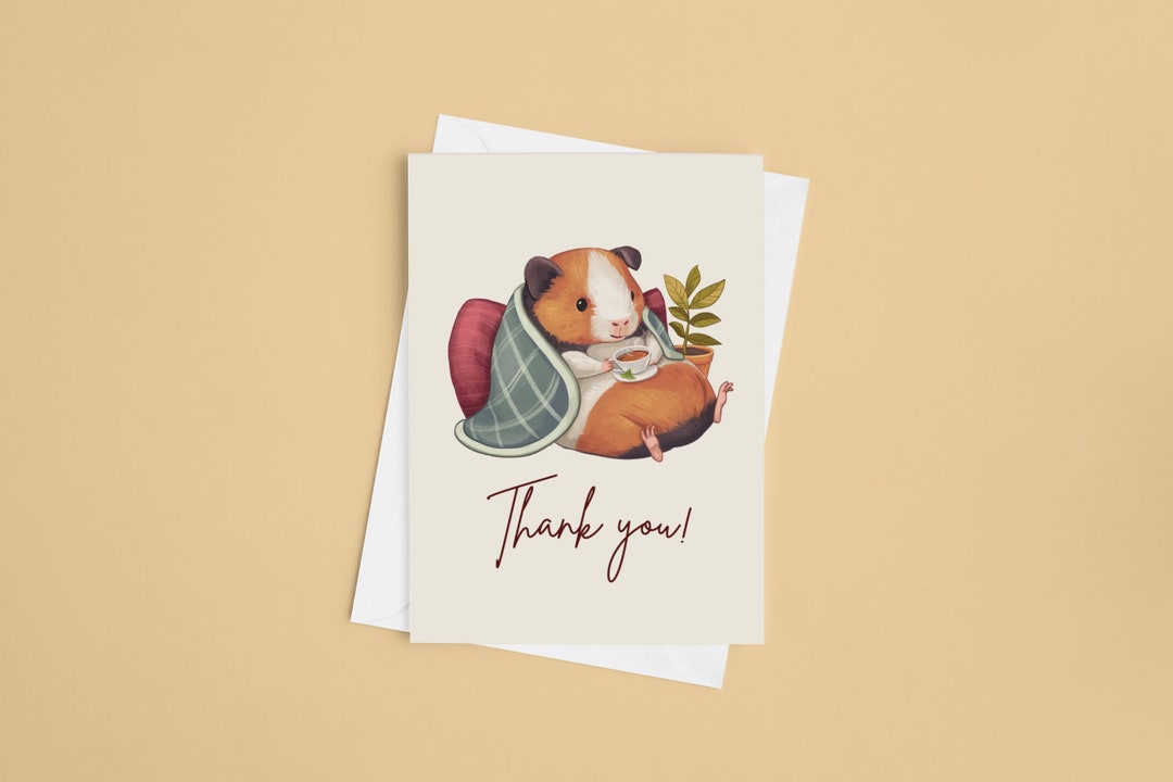Guinea Pig Card, Guinea Pig Thank You Card, Cute Animal Thank You Card