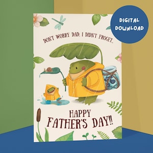 Frosch-Vatertagskarte, druckbare 5x7-Papa-Karte, lustige Vatertags-Worte, niedlicher Frosch-Papa und Baby, Kindergeschenk für Papa, Karte für Papa, lustiger Papa