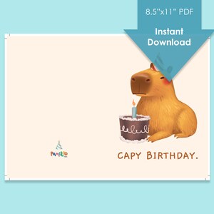 Capybara Birthday Card - PRINTABLE Digital Download Greeting Card ...