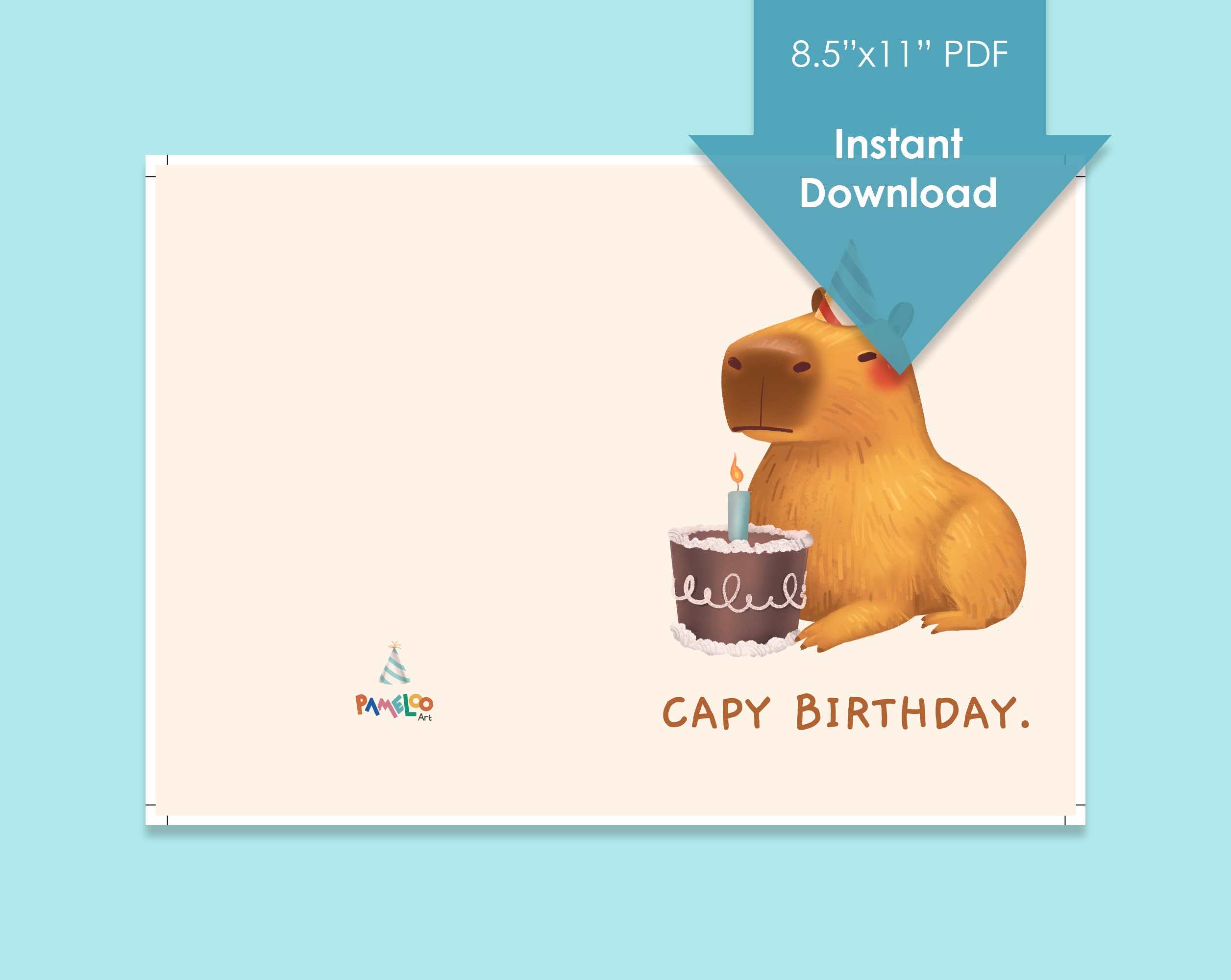 Capybara Birthday Card PRINTABLE Digital Download Greeting - Etsy Canada