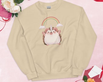 Hedgehog Unicorn Sweatshirt, Unisex Rainbow Sweatshirt, Hedgehog Sweater, Unicorn Sweater, Hedgehog Sweatshirt for Women or Men