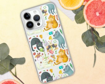 Cat Pizza Party iPhone Case, iPhone® Clear Case, iphone SE Case, Cat iPhone Case, Clear iPhone Case, Pizza Party, iPhone 14 Case, iPhone 13