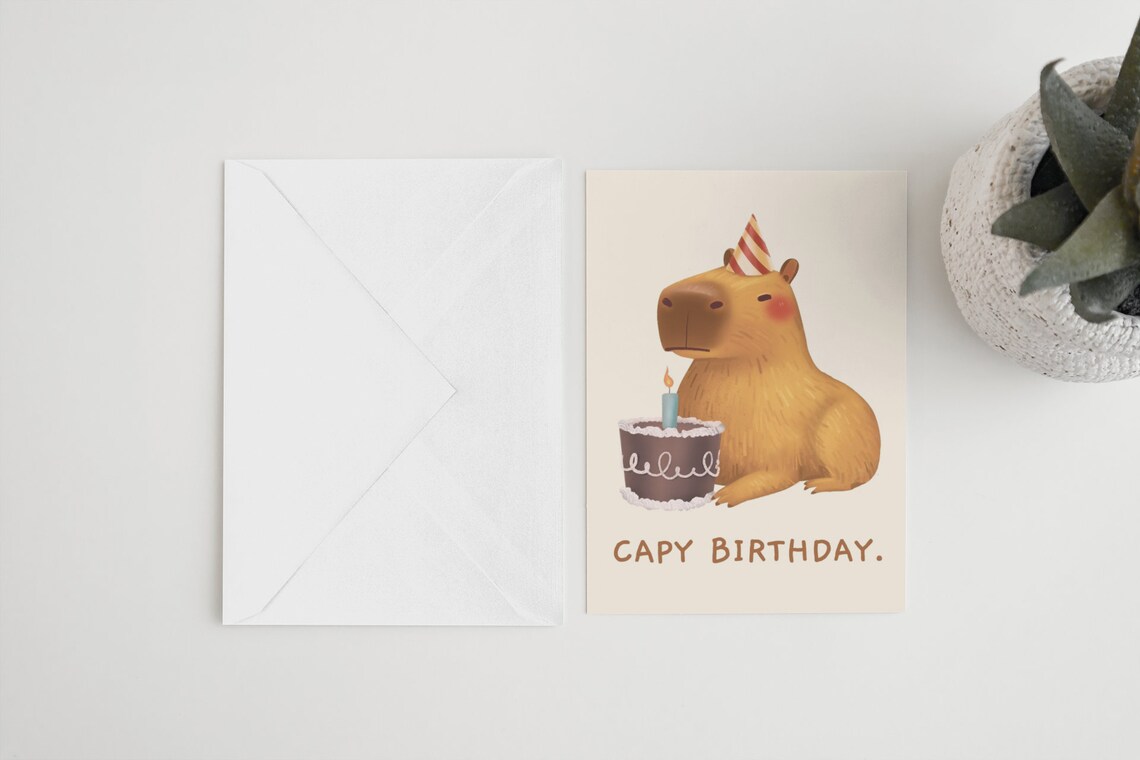 Capybara Birthday Card PRINTABLE Digital Download Greeting - Etsy