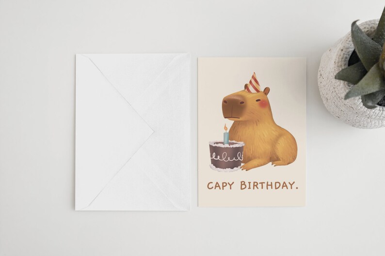 Capybara Birthday Card PRINTABLE Digital Download Greeting | Etsy