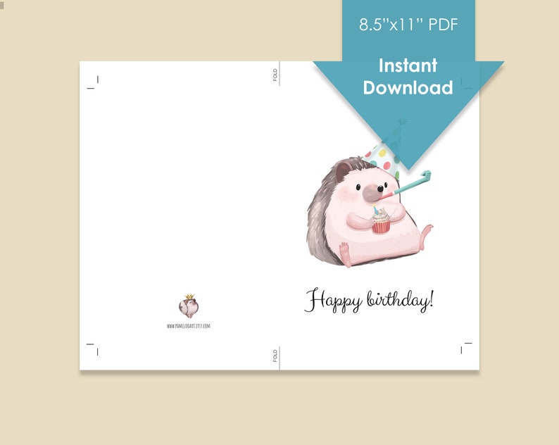 Hedgehog Birthday Card PRINTABLE Digital Download | Etsy