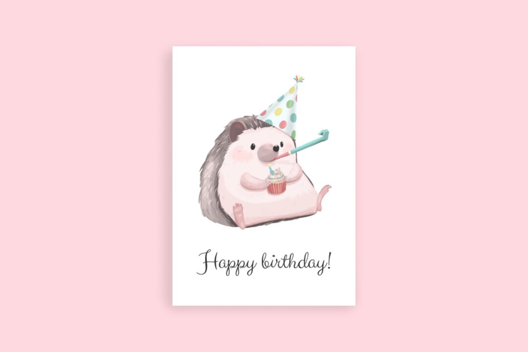 Hedgehog Birthday Card PRINTABLE Digital Download - Etsy