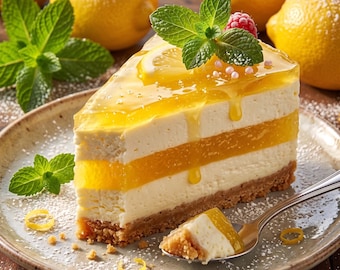 Cheesecake al limone facile senza cottura / Ricetta in PDF stampabile / Dessert estivo veloce
